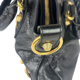 Balenciaga Black Lambskin Moto City Two-Way Bag