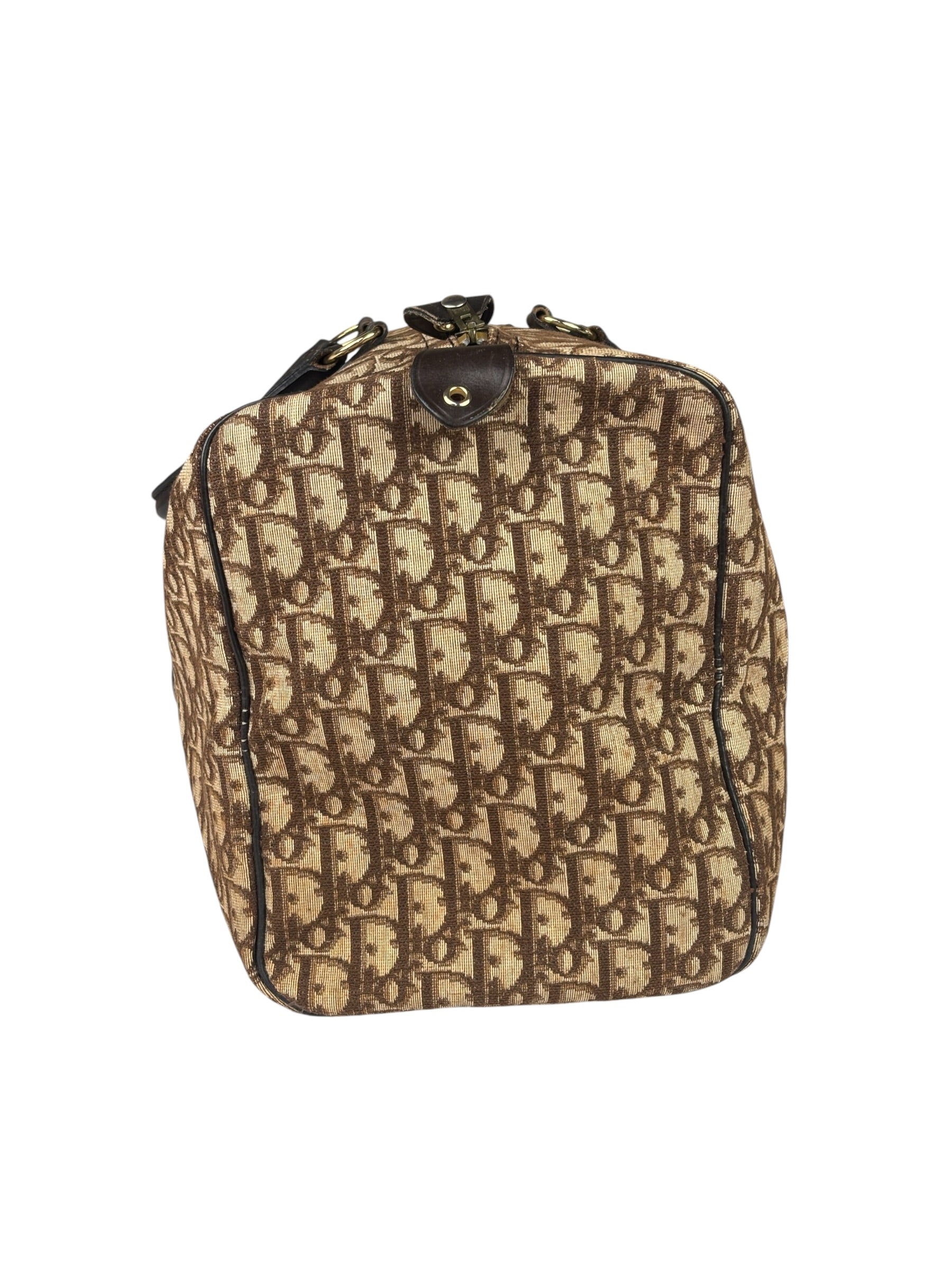 Christian Dior Brown Leather Trim Trotter Boston Bag