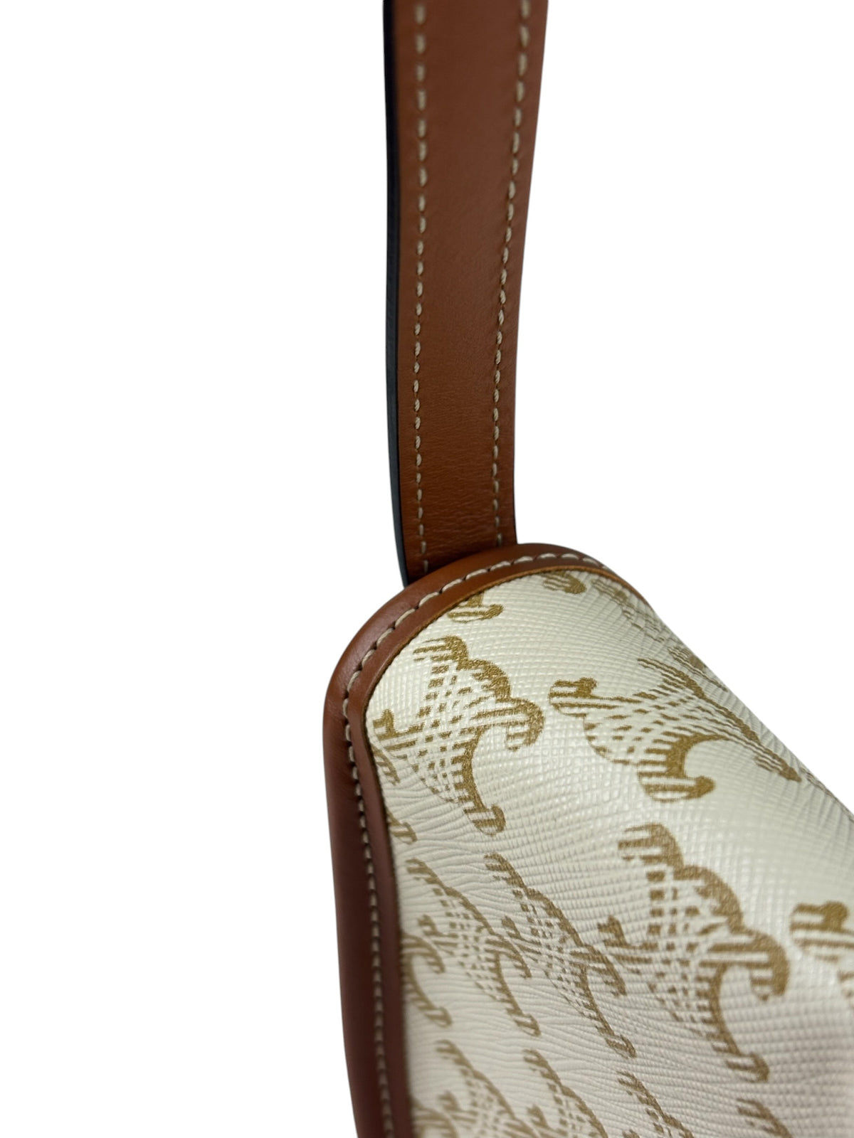 Celine White Leather Macadam Nano Triomphe Besace Shoulder Bag