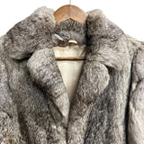 Vintage Grey Rabbit Fur Pink Liner Coat (Tagged 11)