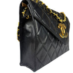 Chanel Black Quilted Leather Envelope Flap Bag Early 90's