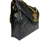 Chanel Black Quilted Leather Envelope Flap Bag Early 90's
