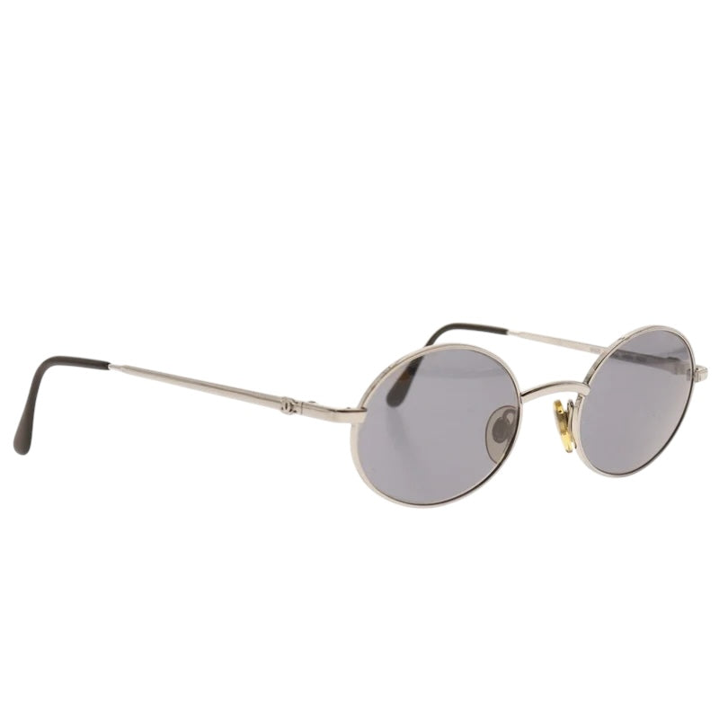 Chanel Vintage CC Circular Silver Frame Sunglasses
