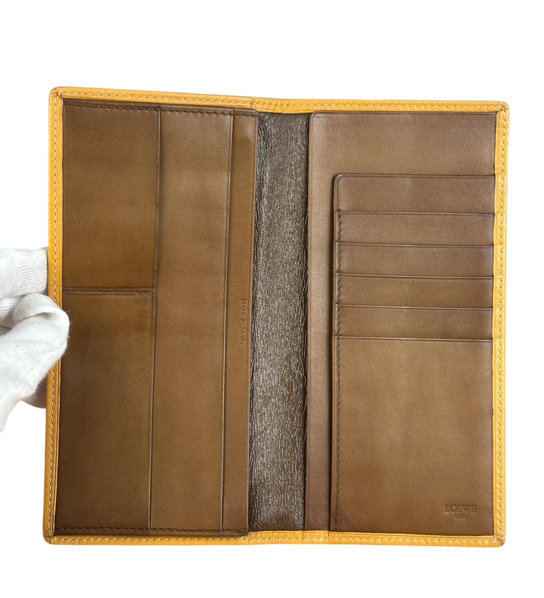 Loewe Yellow Leather Anagram Slim Bifold Long Wallet