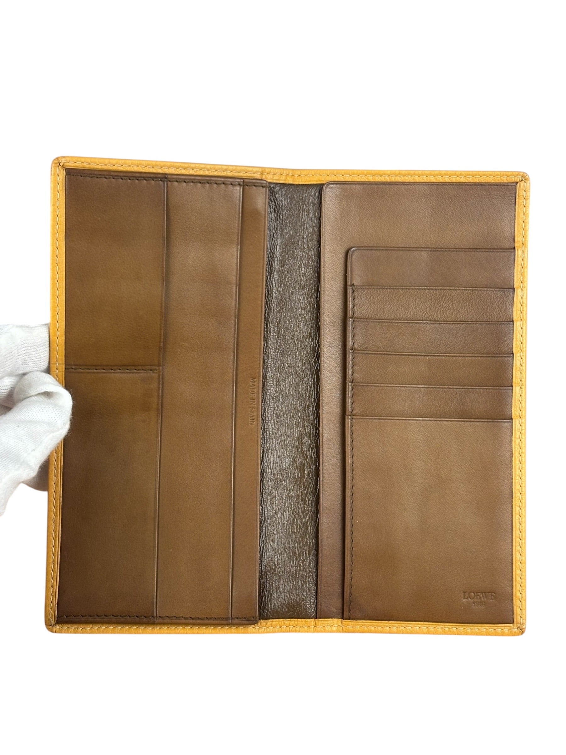 Loewe Yellow Leather Anagram Slim Bifold Long Wallet