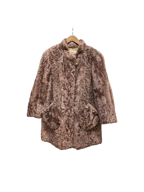 Vintage Altima Mauve/Dusty Rose Persian Lamb Mid-Length Fur Coat
