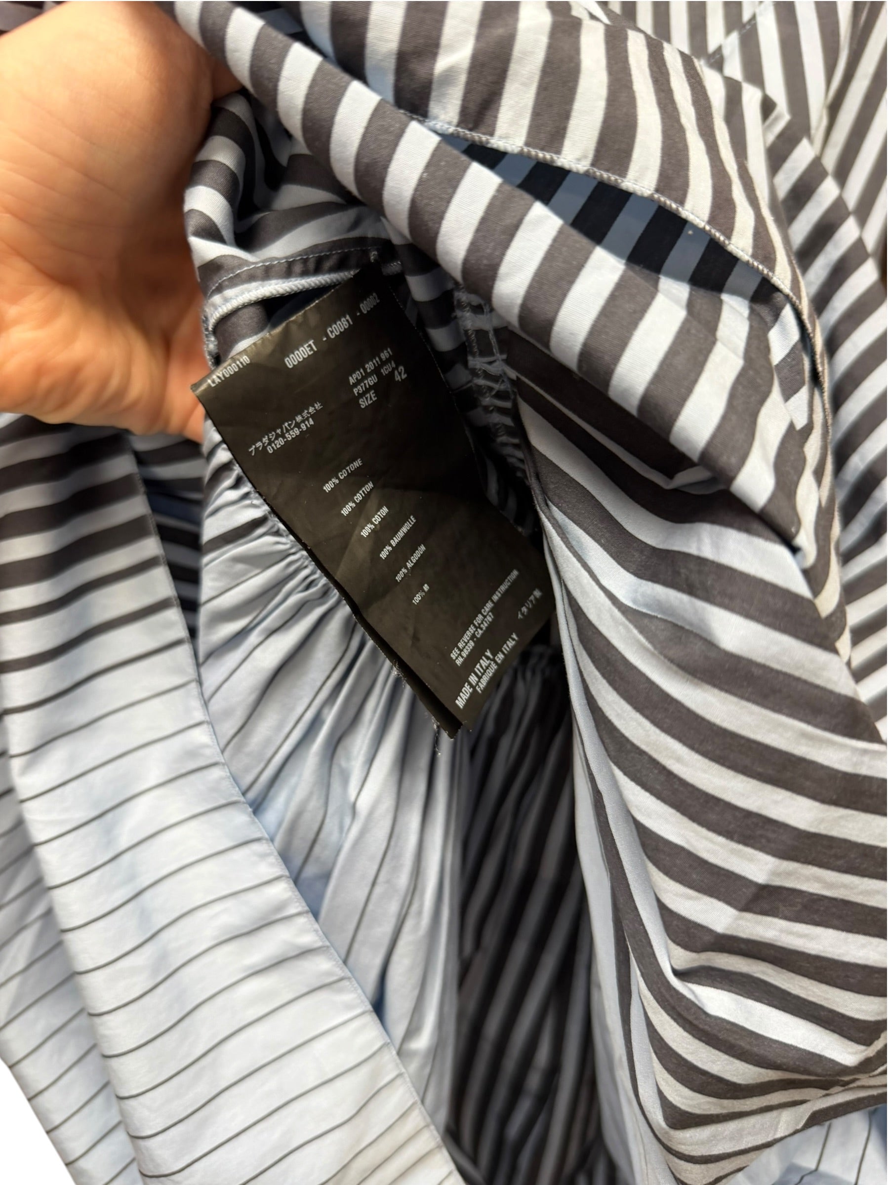 Prada Blue Sleeveless Striped Dress