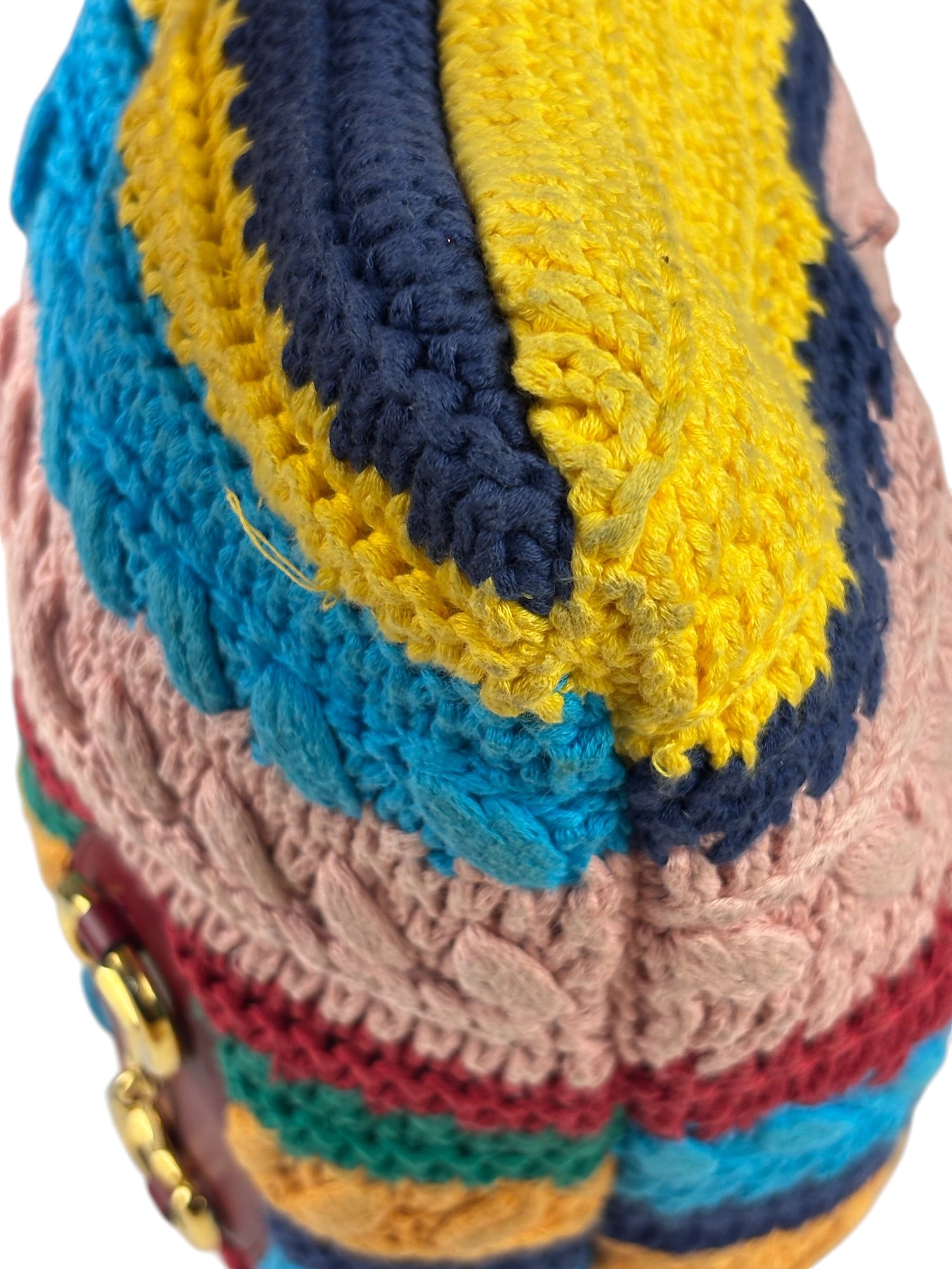 Gucci Horsebit Striped Crochet Tote Bag