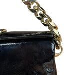 Gucci Black Patent Leather Chain Double G Shoulder Bag