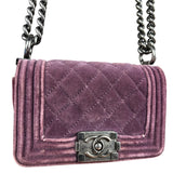 Chanel Purple Velvet Mini Boy Bag 2013