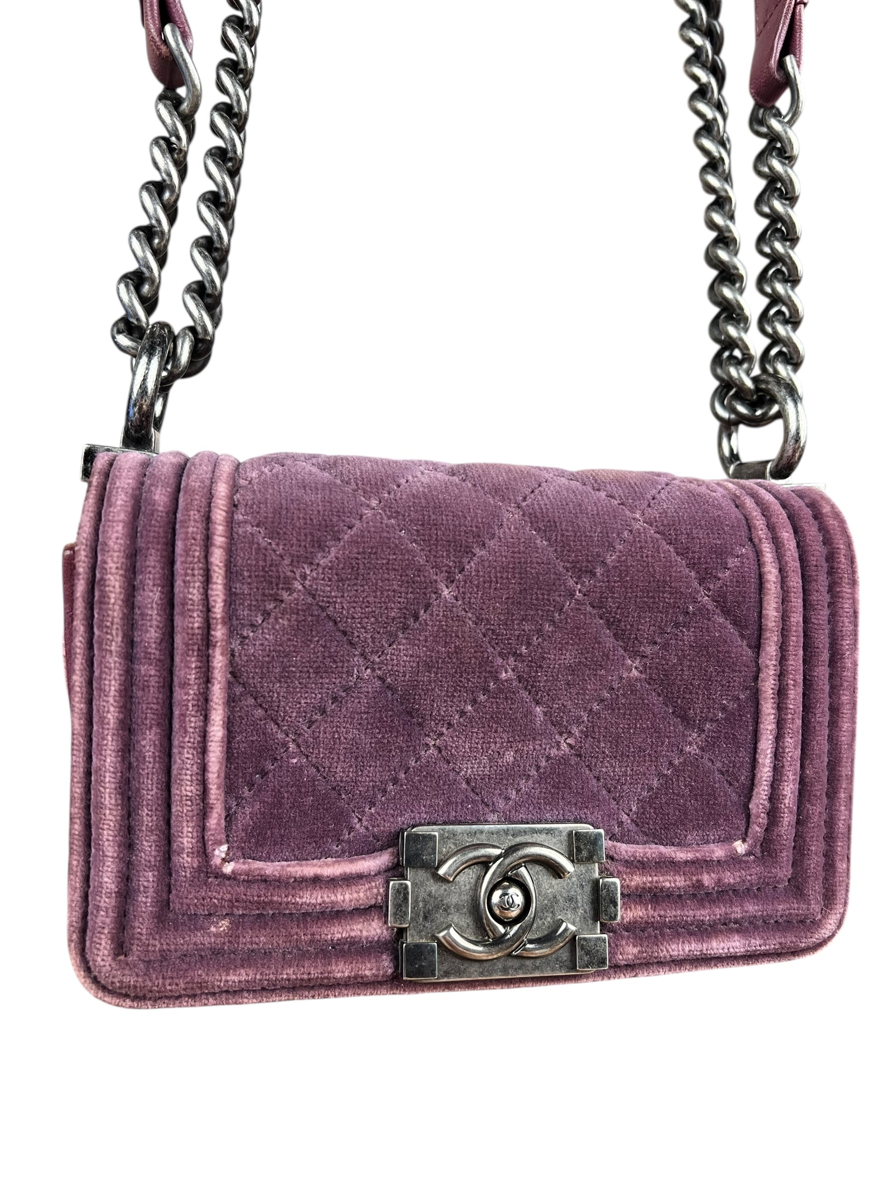 Chanel Purple Velvet Mini Boy Bag 2013
