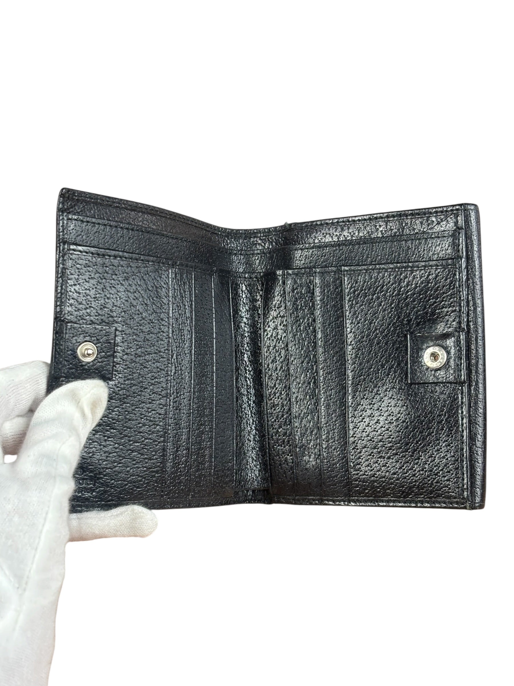 Gucci Vintage Black Leather Bi-Fold Wallet