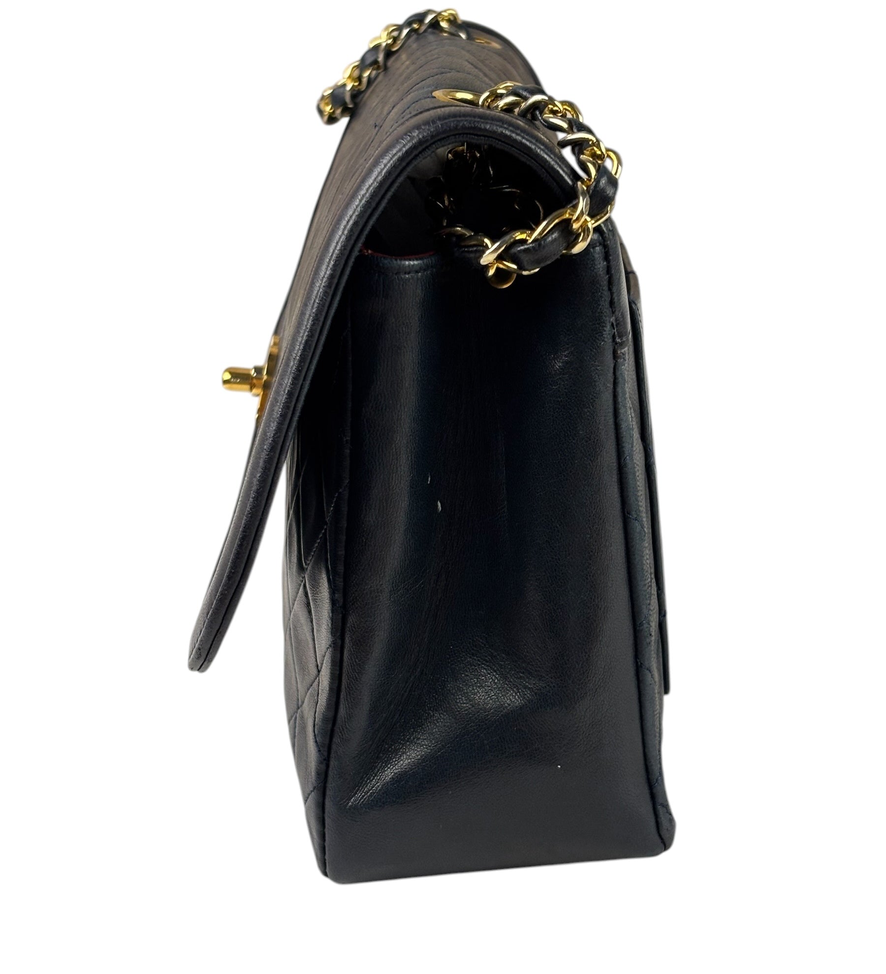Chanel Vintage Navy Quilted Lambskin Flap Bag 1989