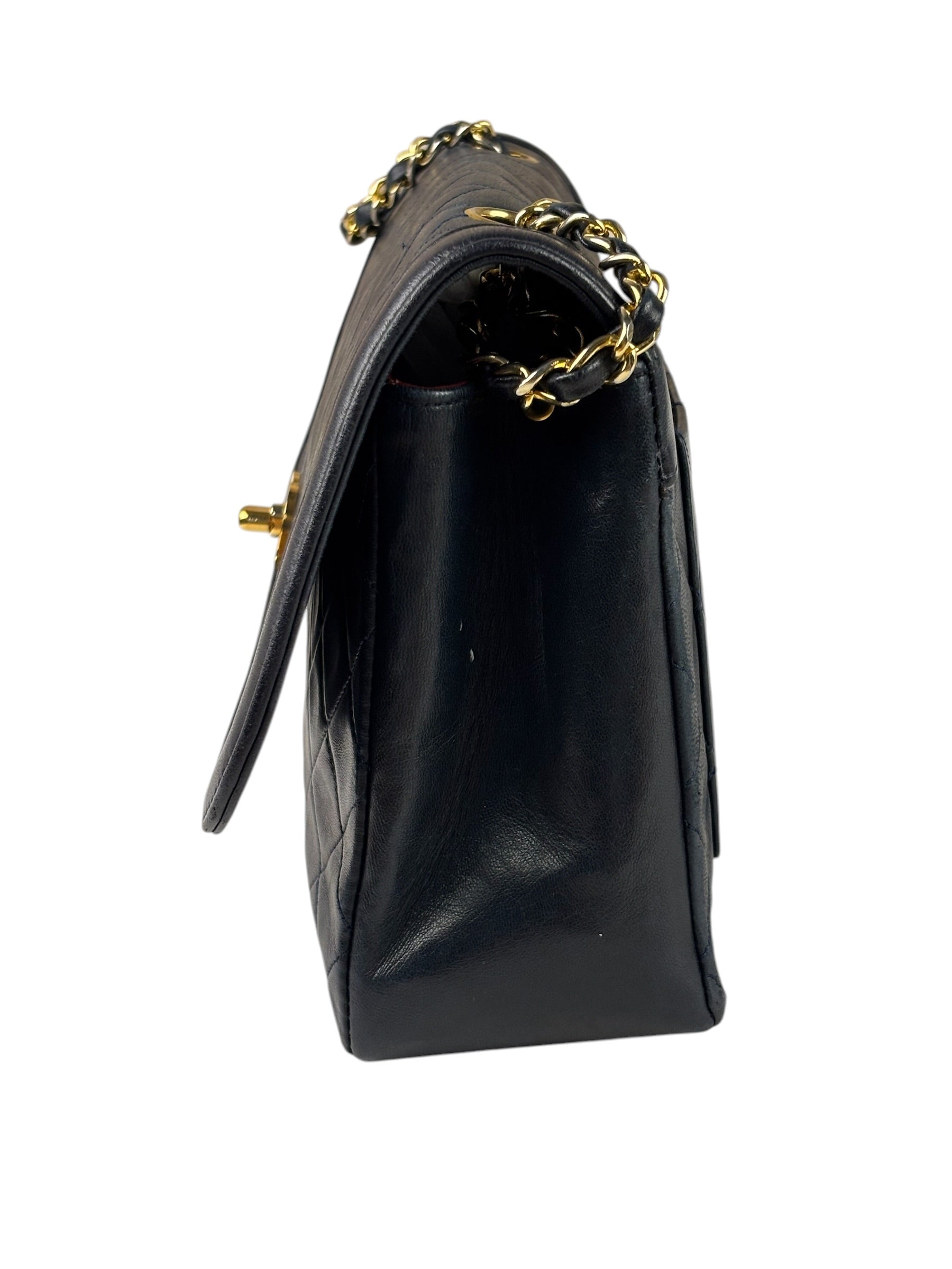 Chanel Vintage Navy Quilted Lambskin Flap Bag 1989