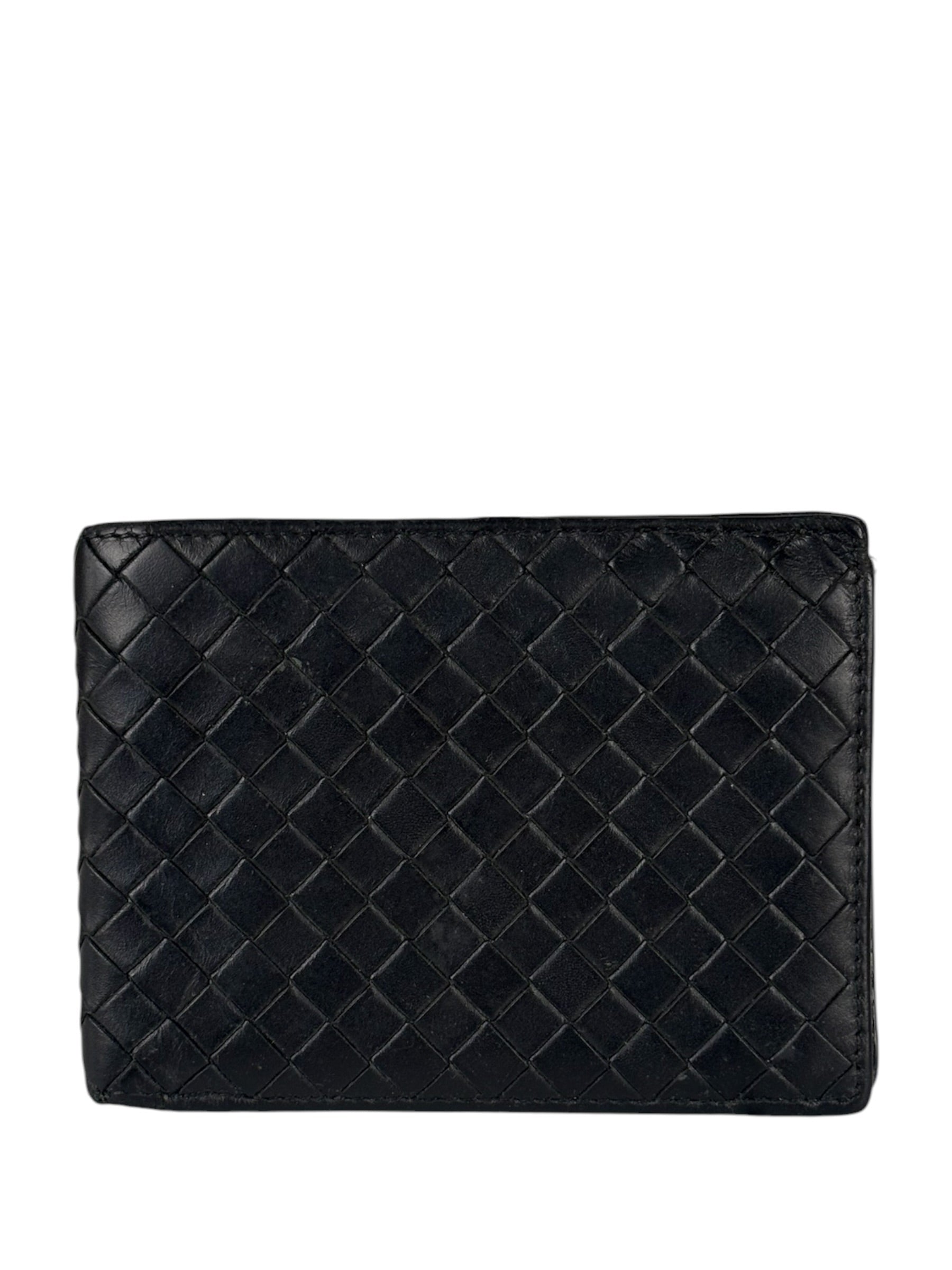 Bottega Veneta Vintage Black Intrecciato BiFold Wallet