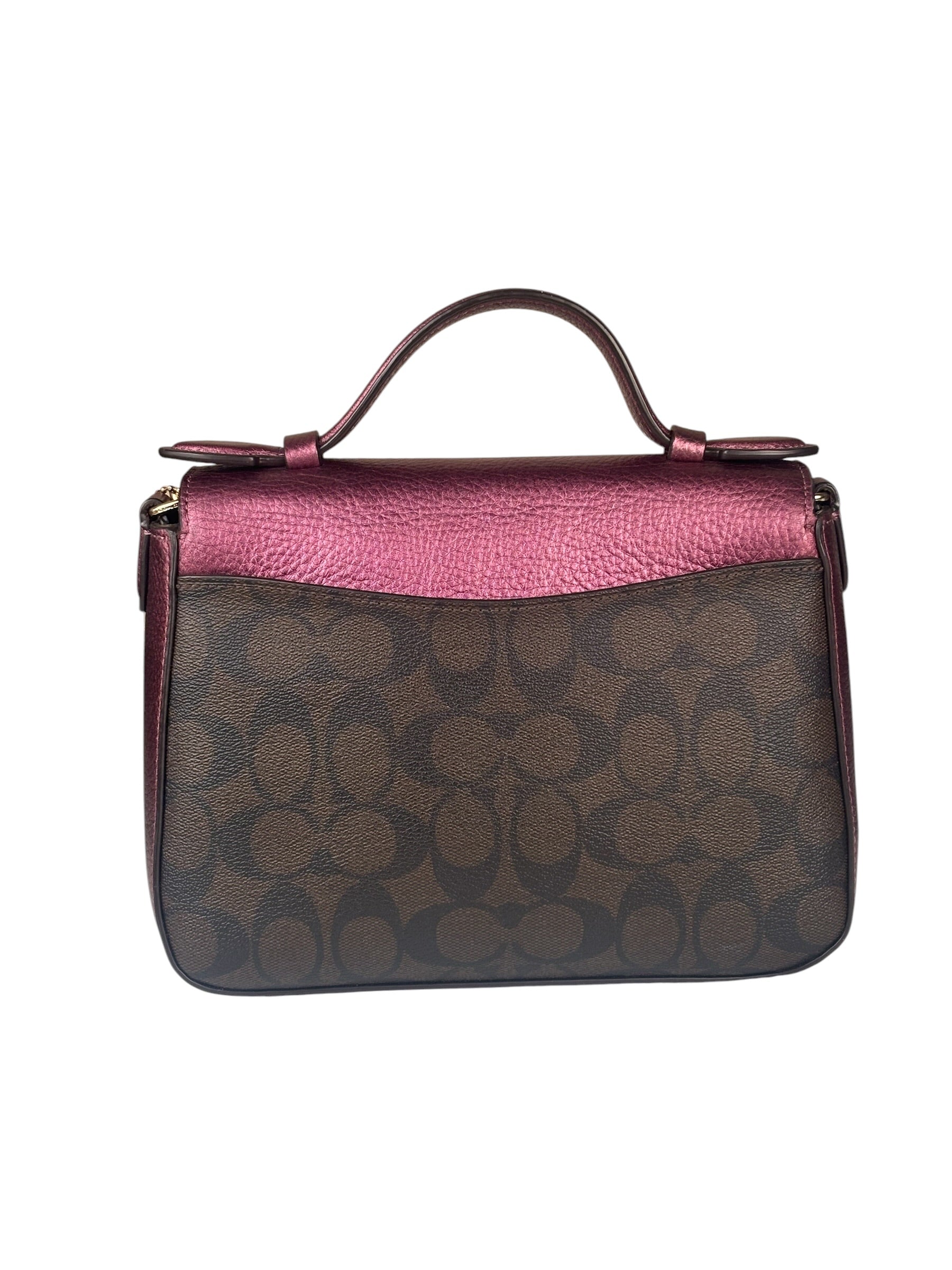Coach Metallic Berry Leather Signature Cassidy Two-Way Bag