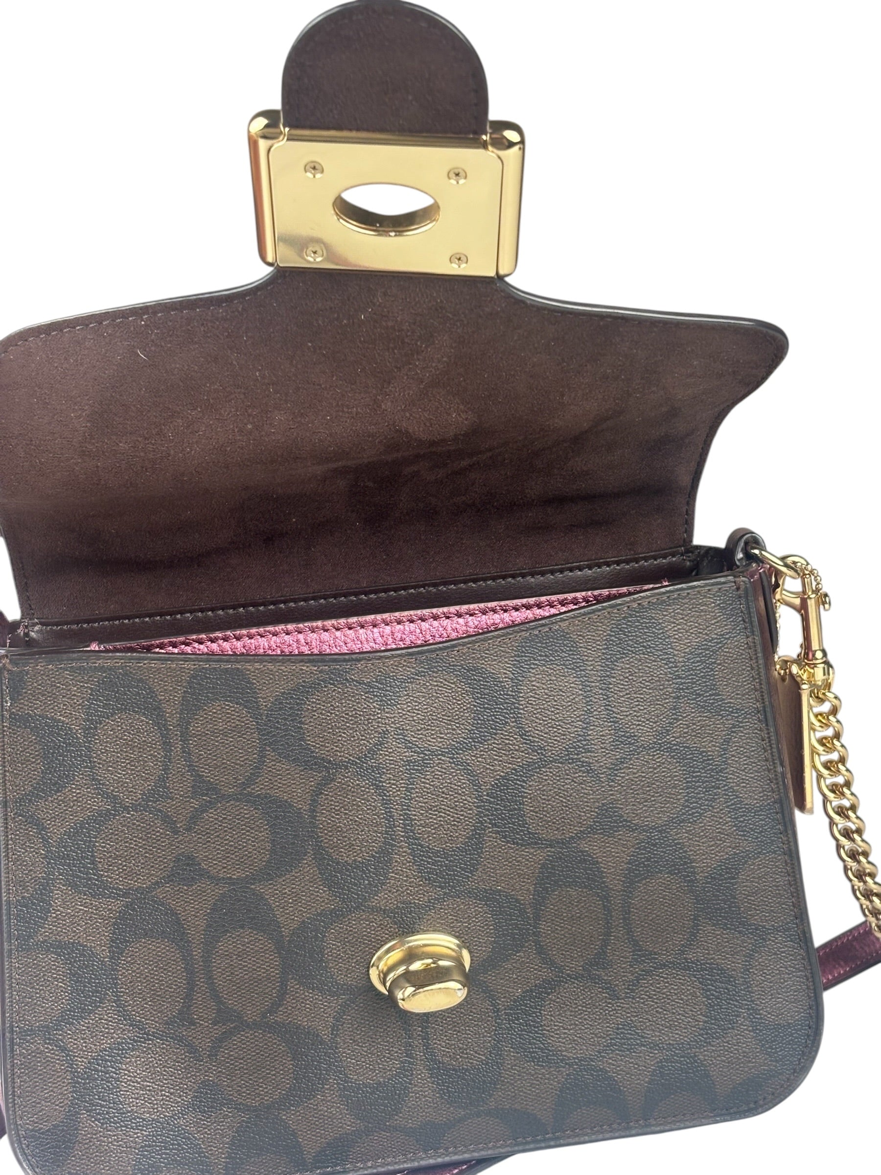 Coach Metallic Berry Leather Signature Cassidy Two-Way Bag
