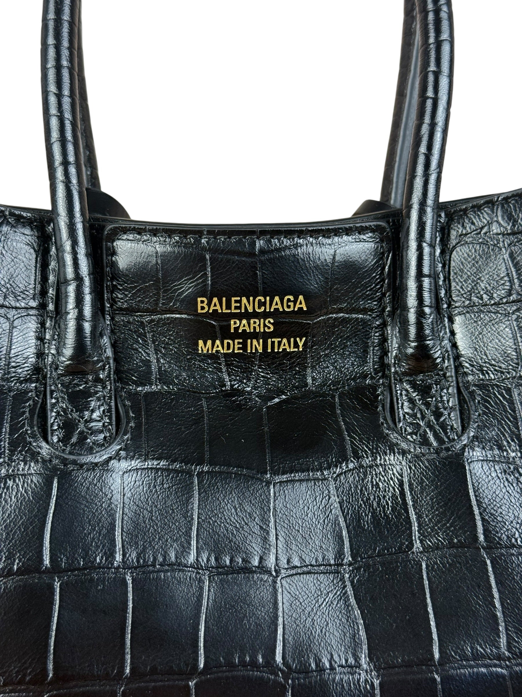 Balenciaga Black Leather Mini Bel Air Carry All Two-Way Bag