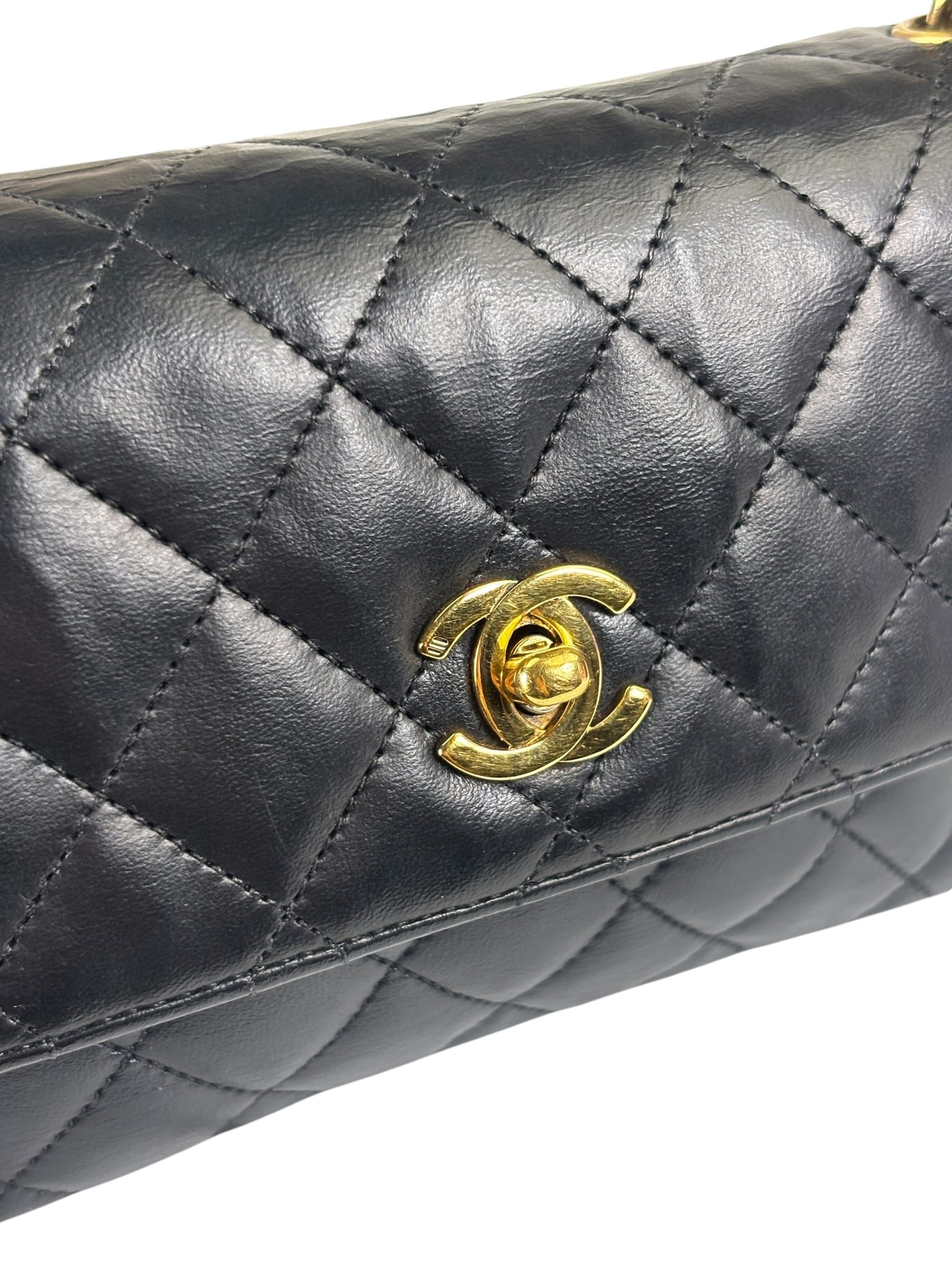 Chanel Black Quilted Leather Flap Bag 1989