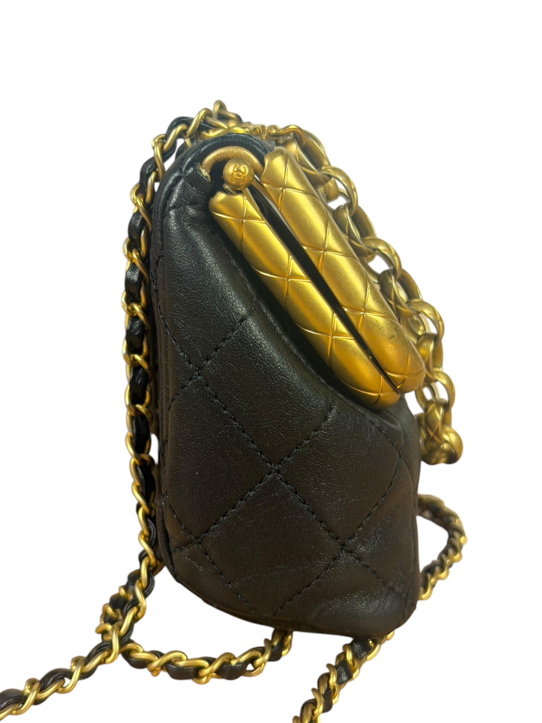 Chanel Black Quilted Leather Kiss-Lock My Crush Micro Bag 2020