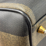 Fendi Brown/Black Leather Pequin Boston Bag