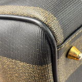 Fendi Brown/Black Leather Pequin Boston Bag