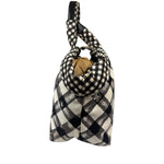 Chanel Bicolor Leather Trim Gingham Canvas Coco Mark Handbag 2010