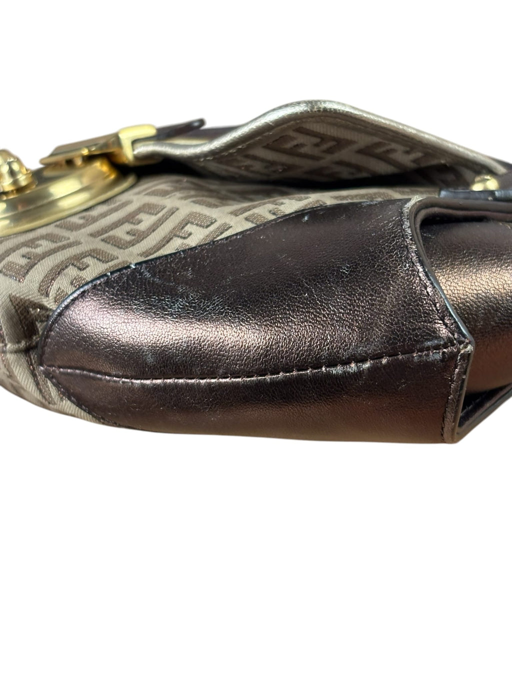 Fendi Colorblock Leather Trim Zucca Compilation Baguette