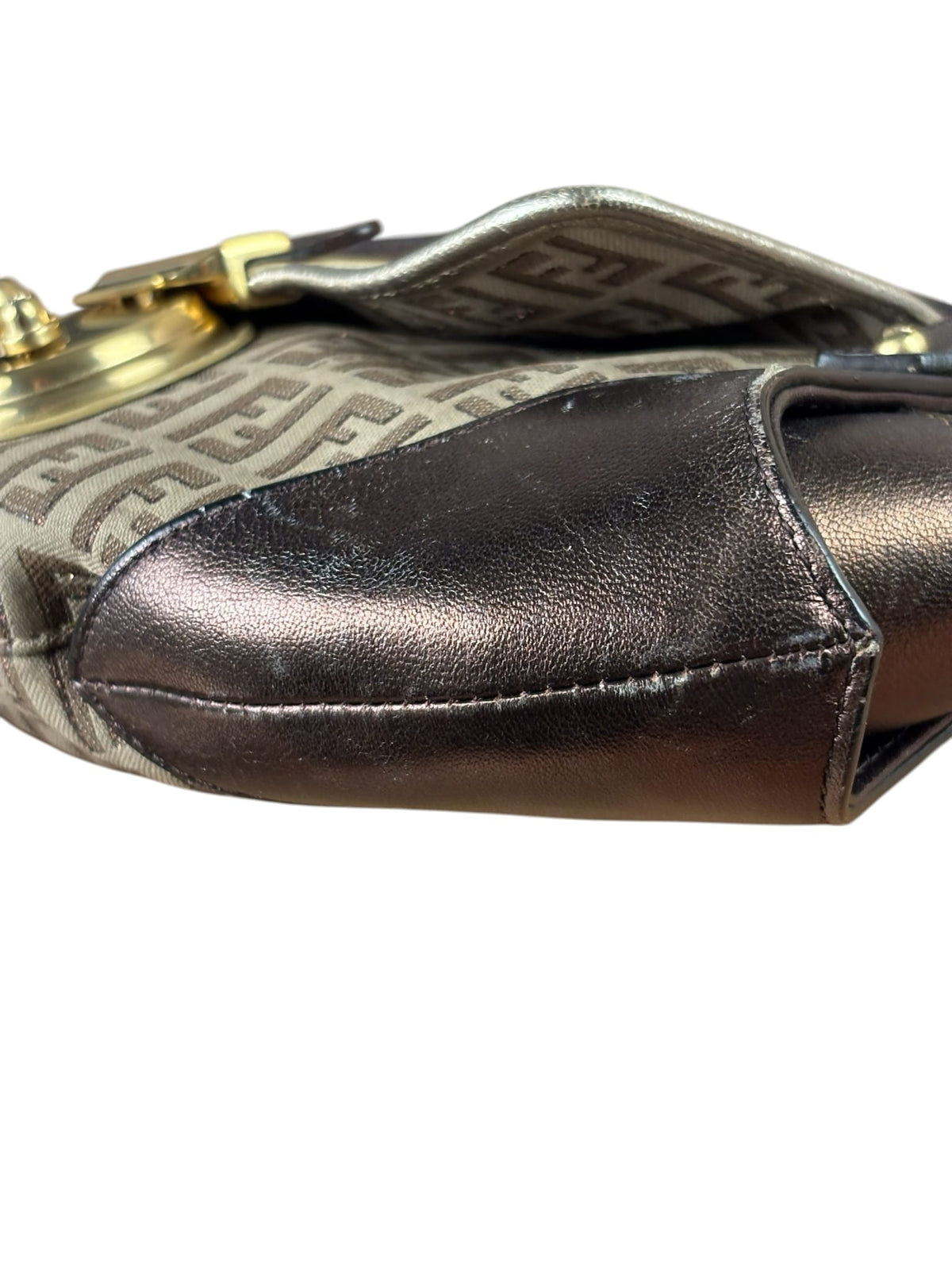 Fendi Colorblock Leather Trim Zucca Compilation Baguette