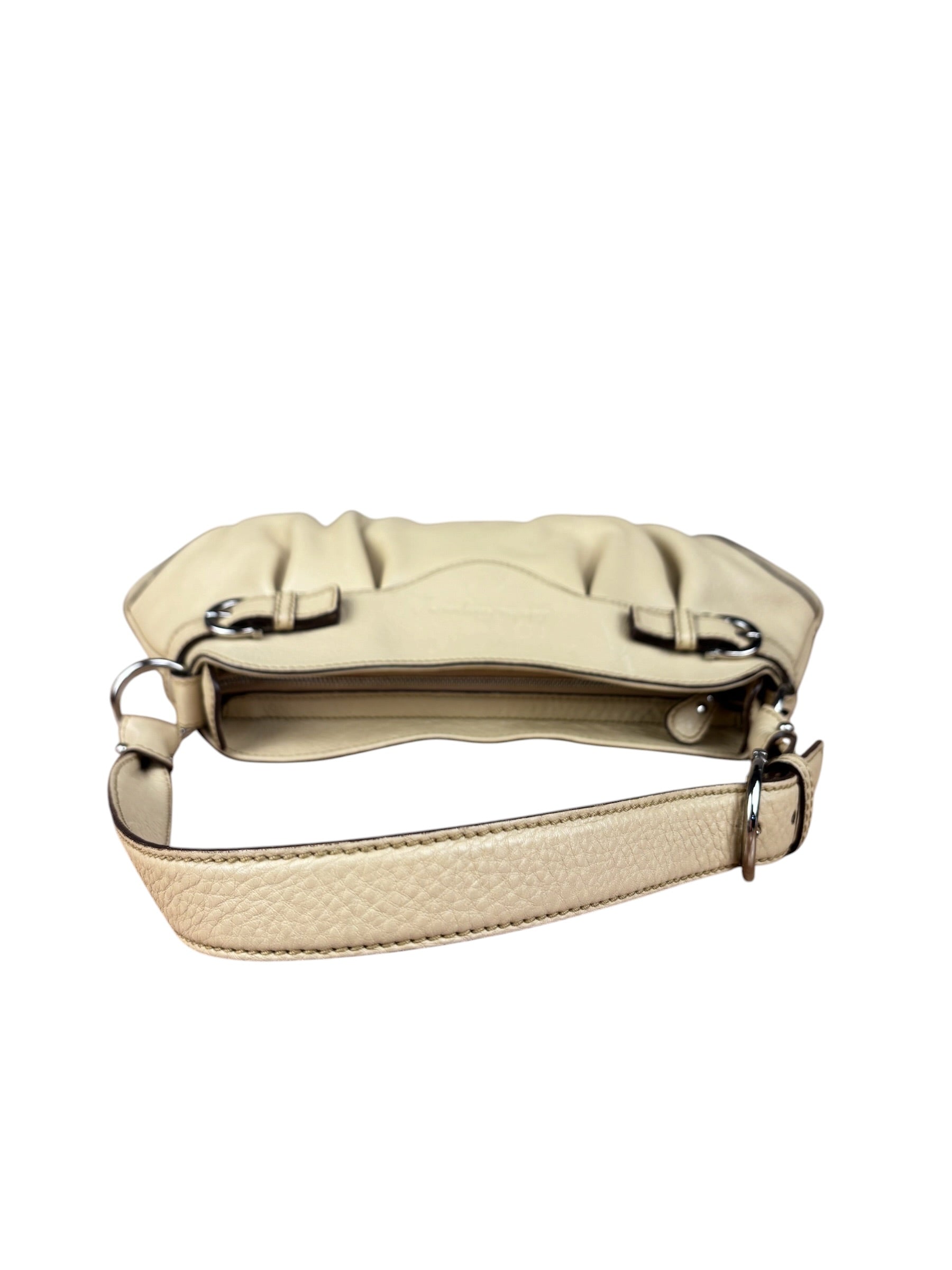 Salvatore Ferragamo Beige Gancini Buckle Shoulder Bag