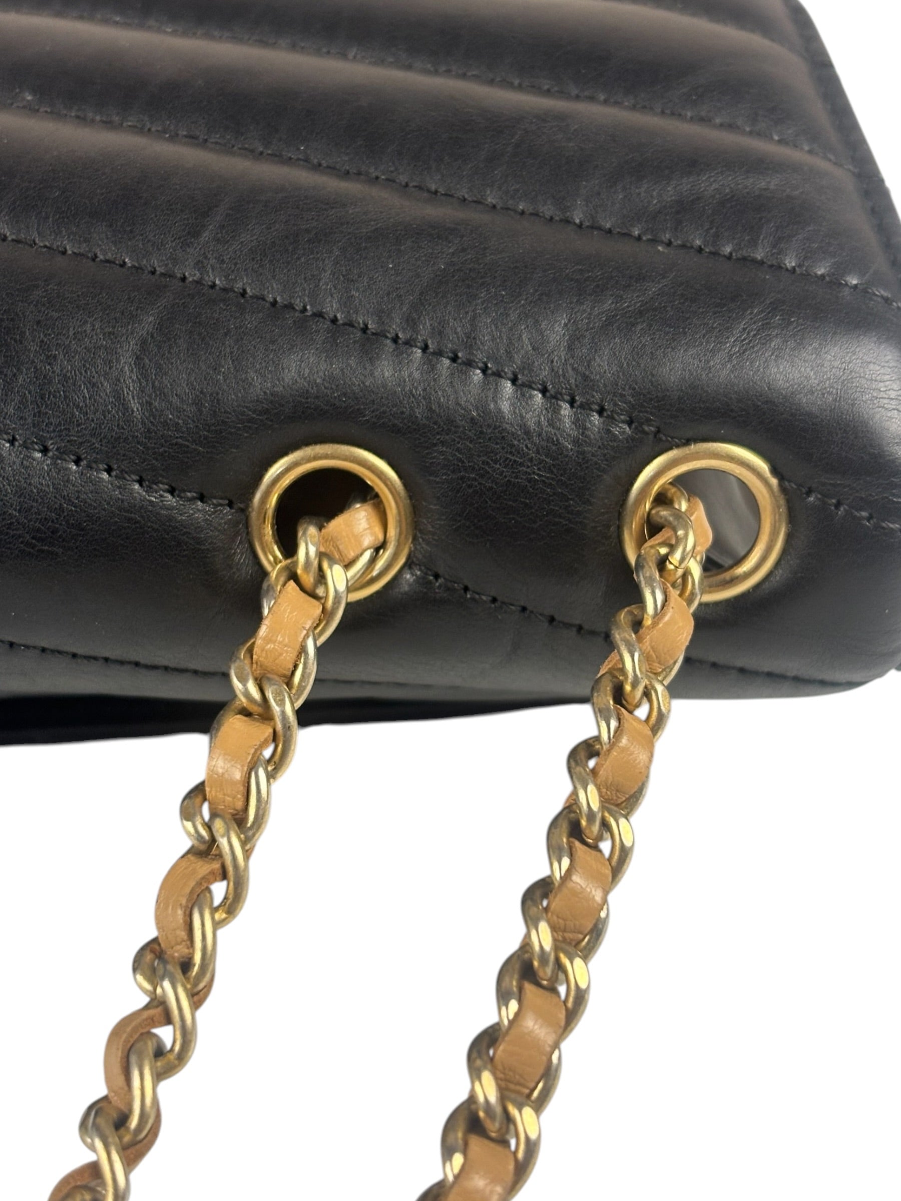 Chanel Black Leather Medium Gabrielle Flap Bag 2011