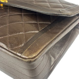 Chanel Vintage Brown V-Flap Border Shoulder Bag