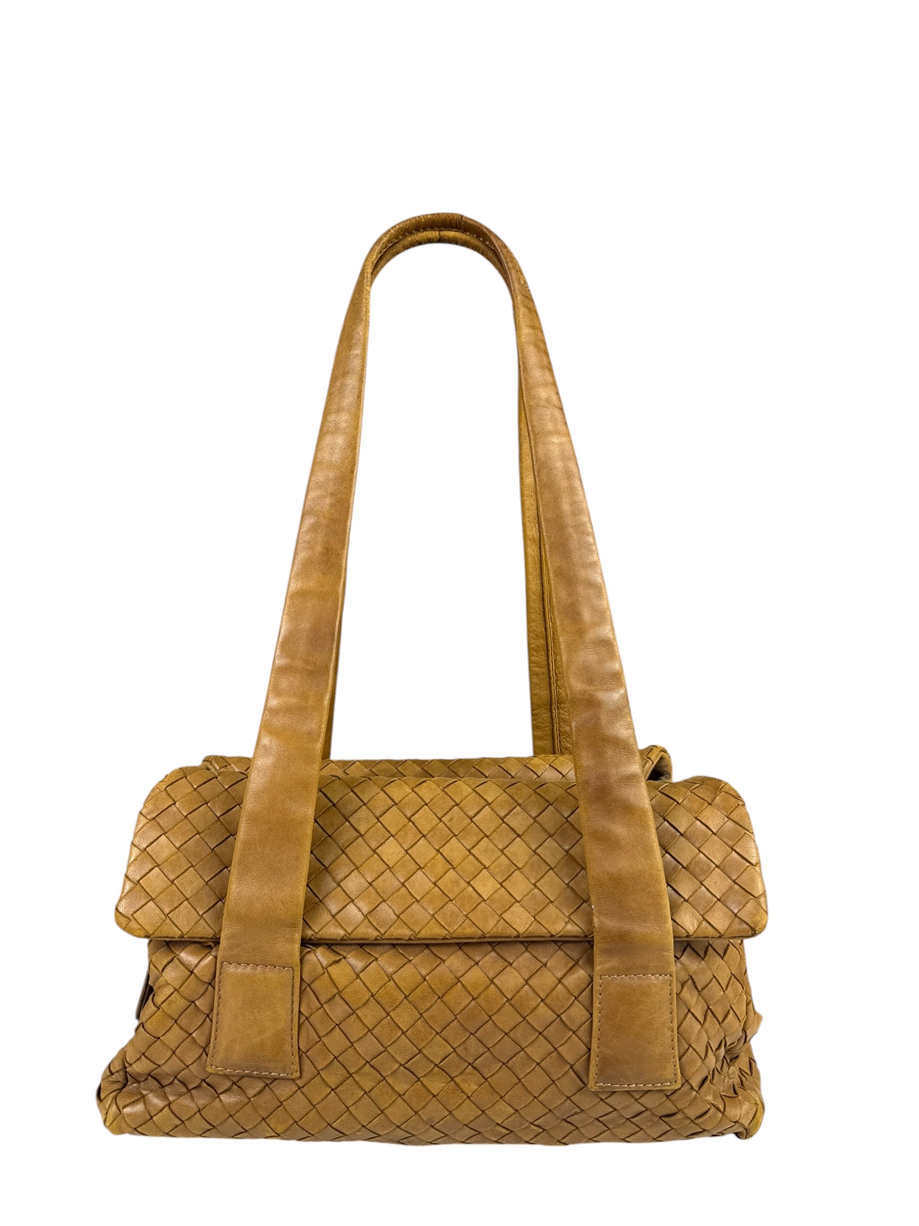Bottega Veneta Tan Brown Intrecciato Shoulder Bag
