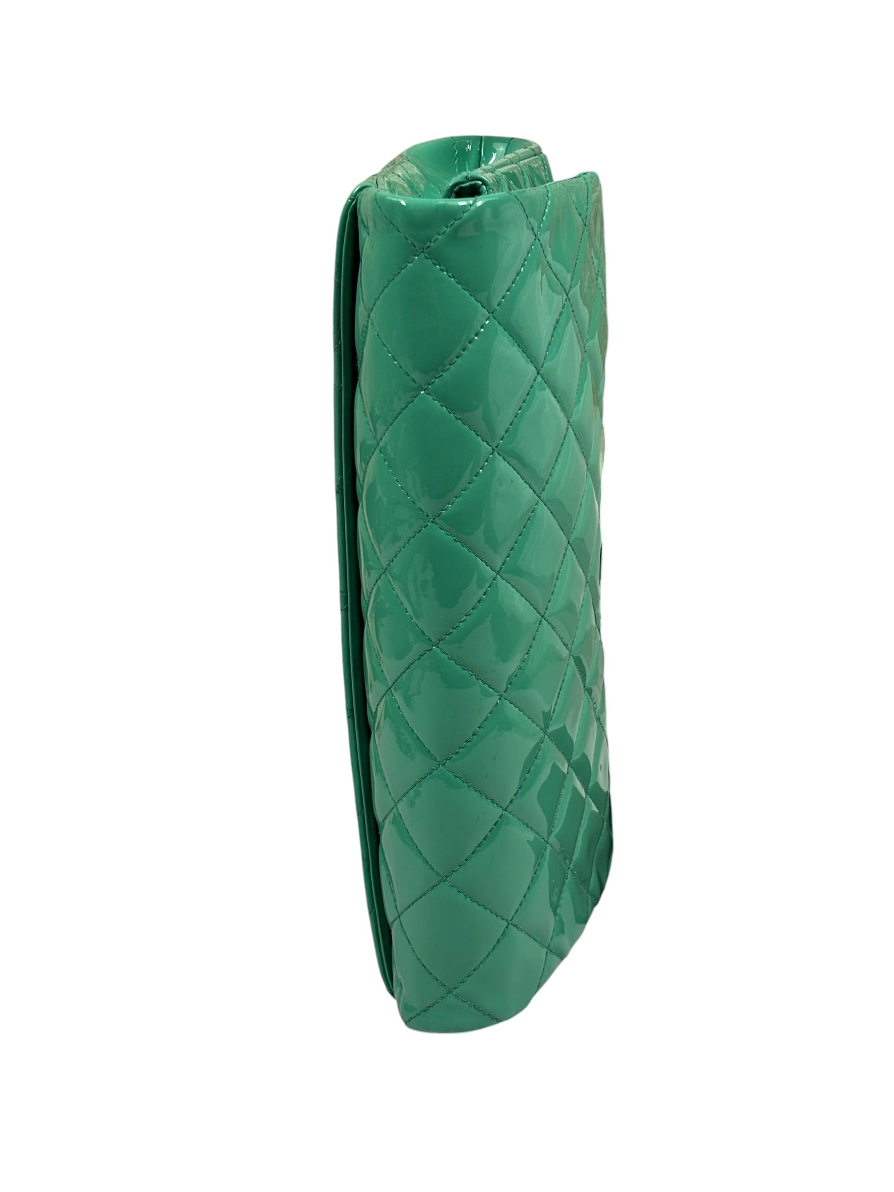 Chanel Green Quilted Patent Leather Flap Bag 2012
