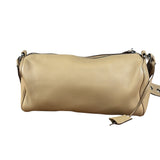 Prada Beige Leather Vitello Daino Buckle Shoulder Bag