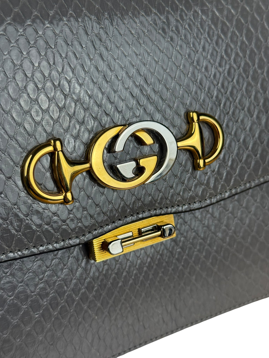 Gucci Zumi Grey Python Leather Small Shoulder Bag