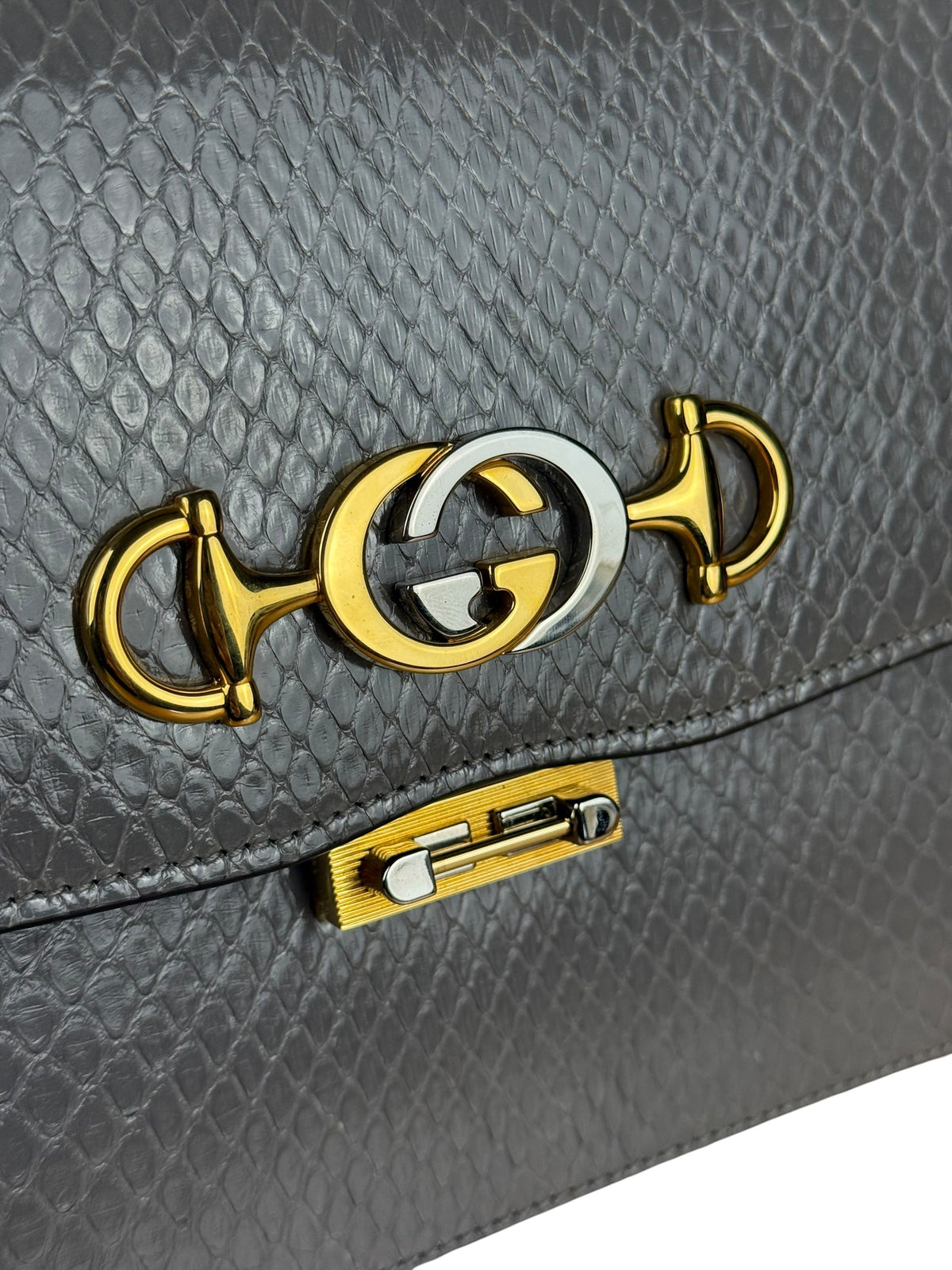 Gucci Zumi Grey Python Leather Small Shoulder Bag