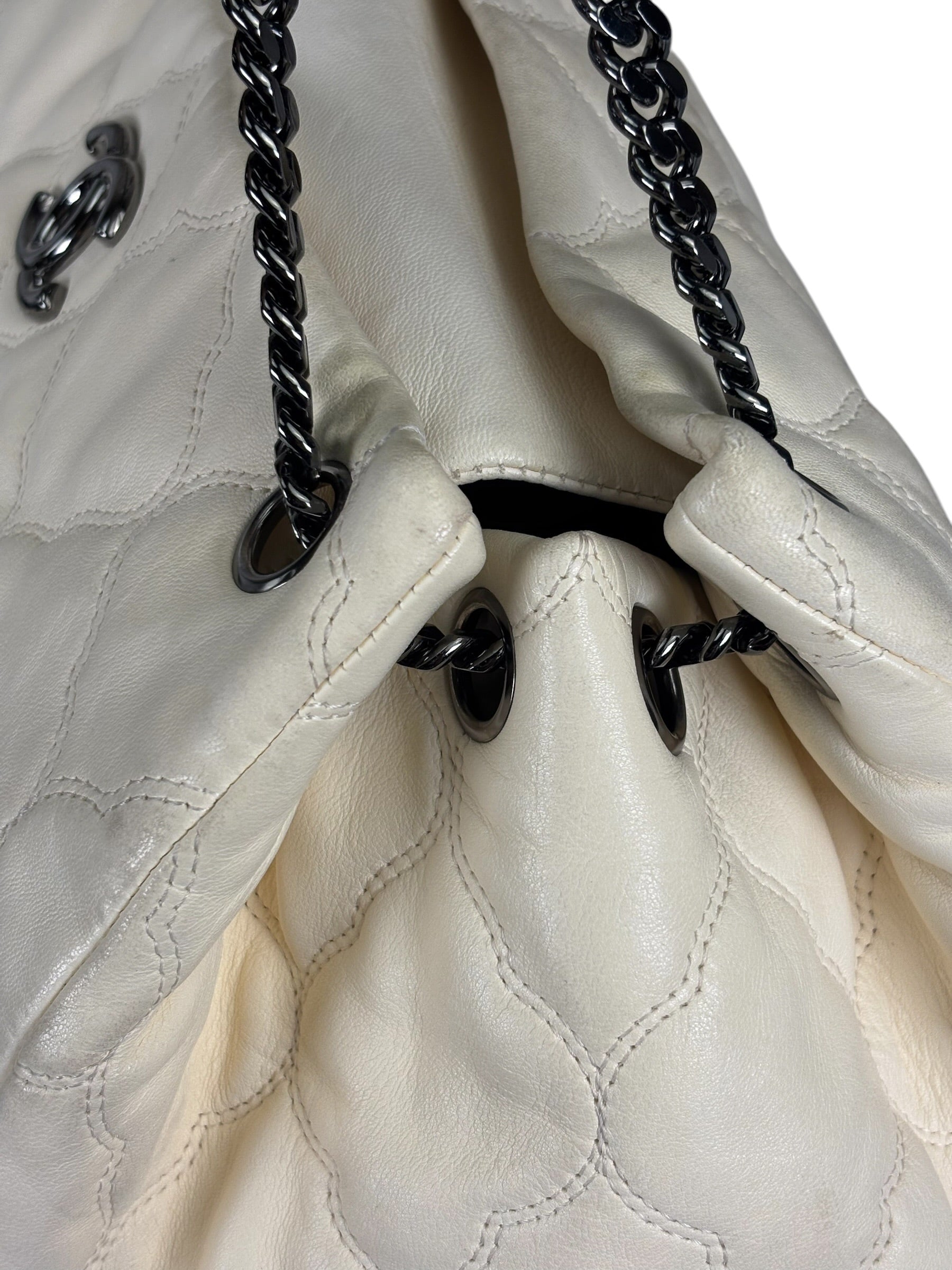 Chanel Beige Quilted Leather  Chain Shoulder Bag 2008