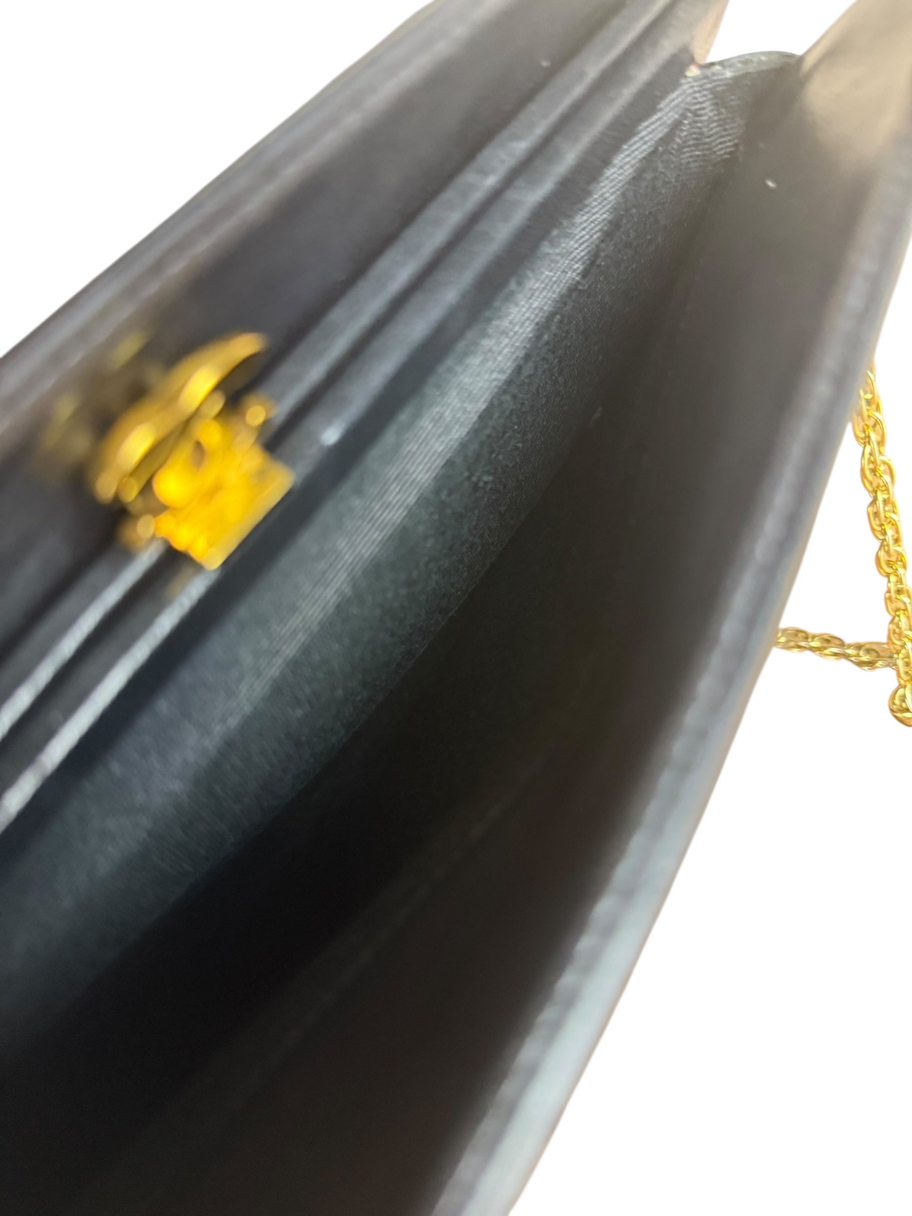 Chanel Vintage Black Chevron Leather Chain Bag