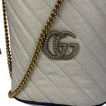 Gucci GG Ivory Leather Marmont Chain Bucket Bag
