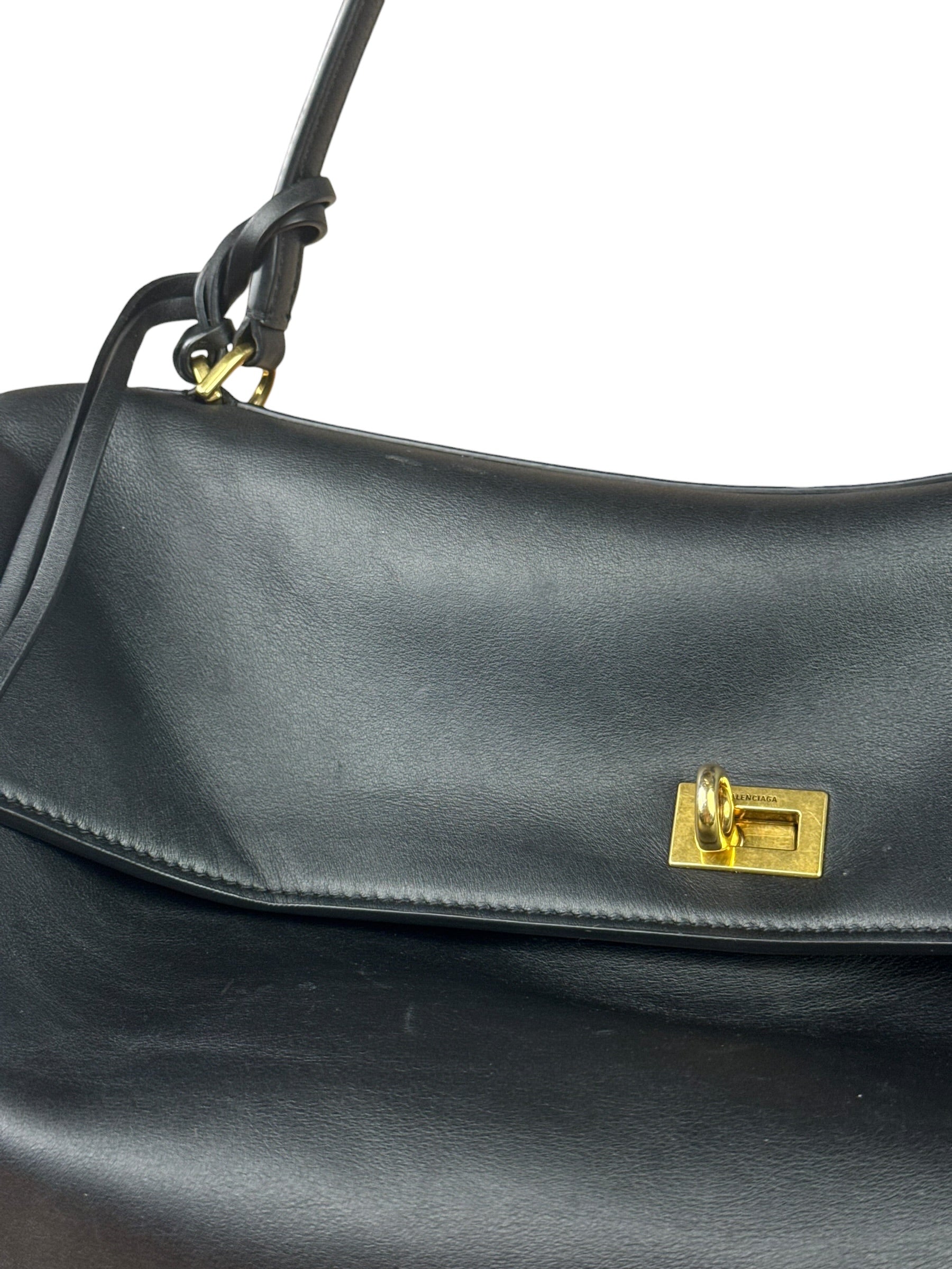 Balenciaga Large Rodeo Leather 2Way Handbag Black