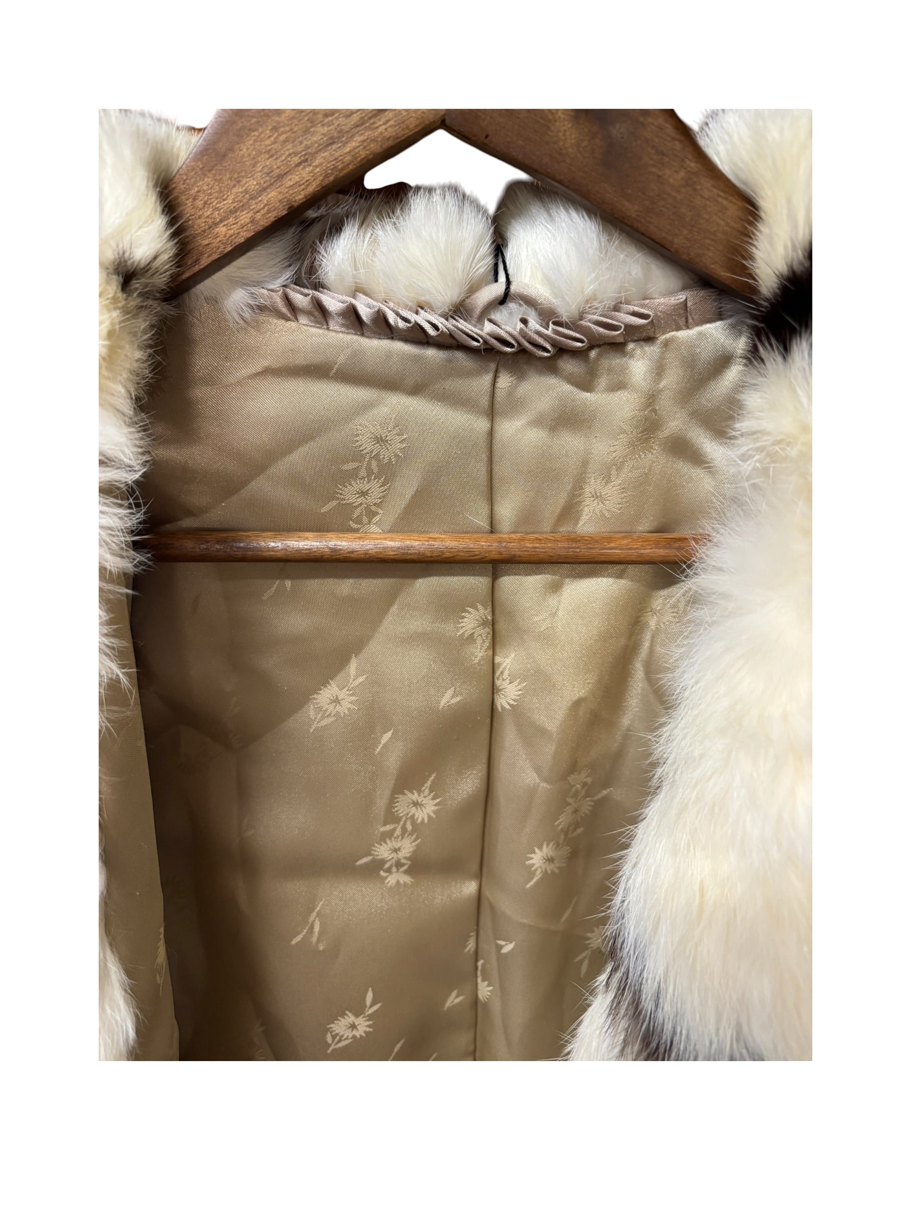 Vintage White/Brown Rabbit Fur Coat