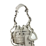 Balenciaga White Leather Le Cagole Bucket Shoulder Bag