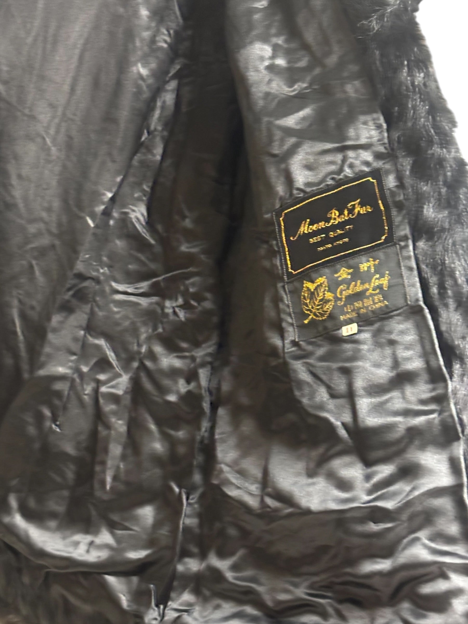 Moon Bat x Golden Leaf Vintage Black Rabbit Fur Coat