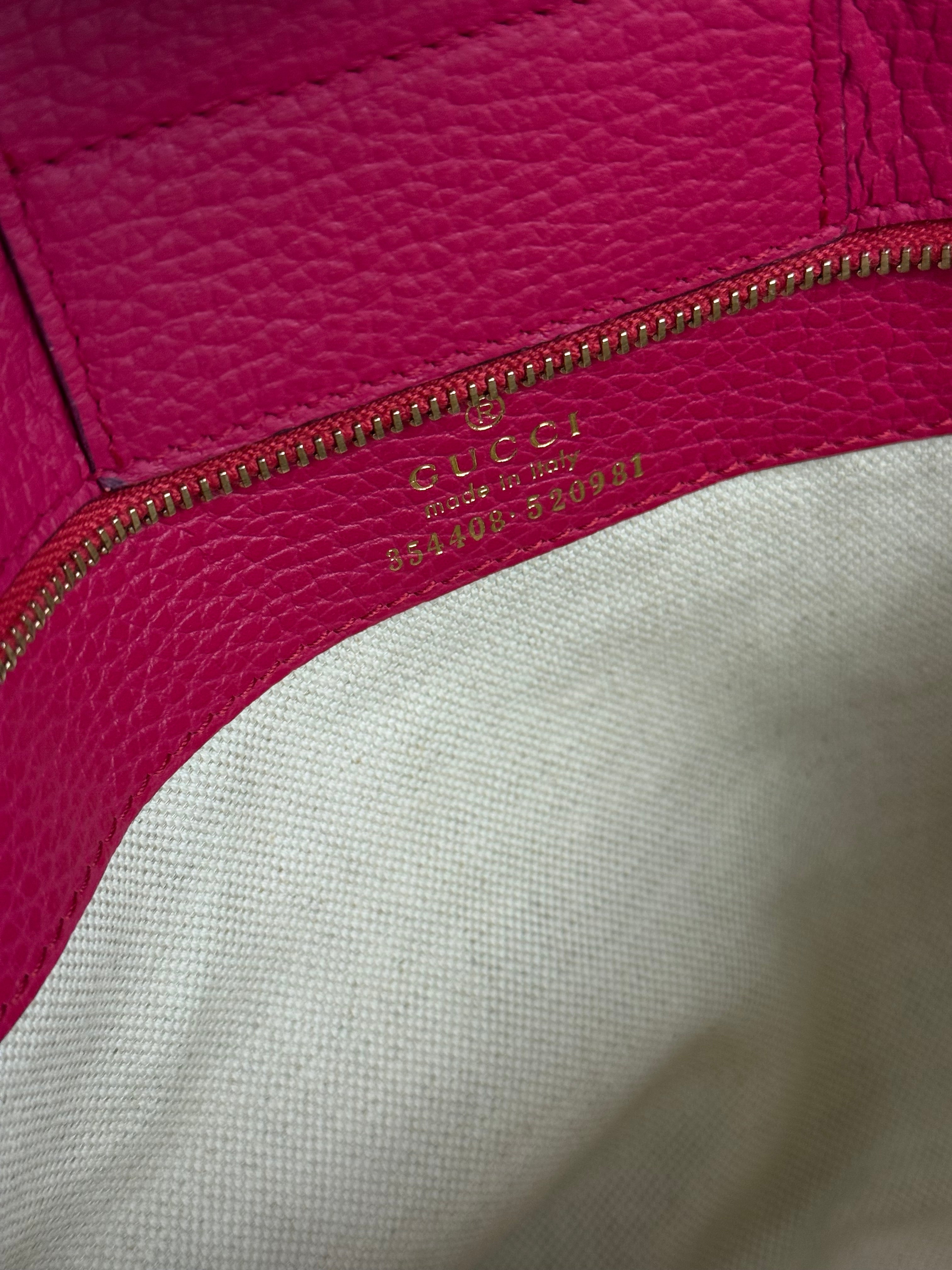 Gucci Pink Pebbled Leather Small Swing Tote