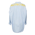 Balenciaga Oversized Striped Back Logo Button Down Shirt
