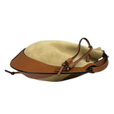 Loewe Brown/Beige Suede/Leather Trim Horseshoe Shoulder Bag