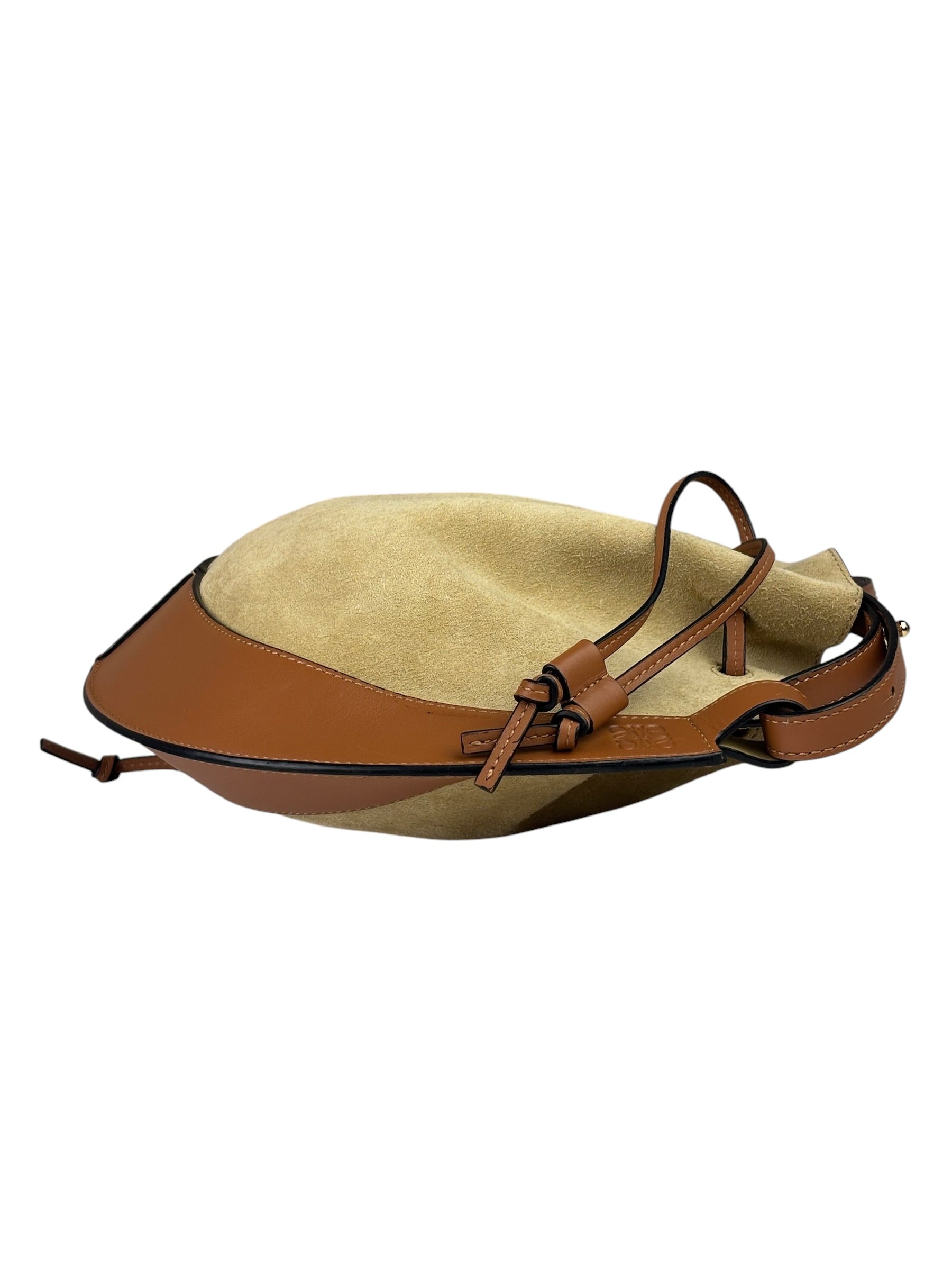 Loewe Brown/Beige Suede/Leather Trim Horseshoe Shoulder Bag