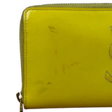Yves Saint Laurent Yellow Patent Leather Zip-Around Long Wallet