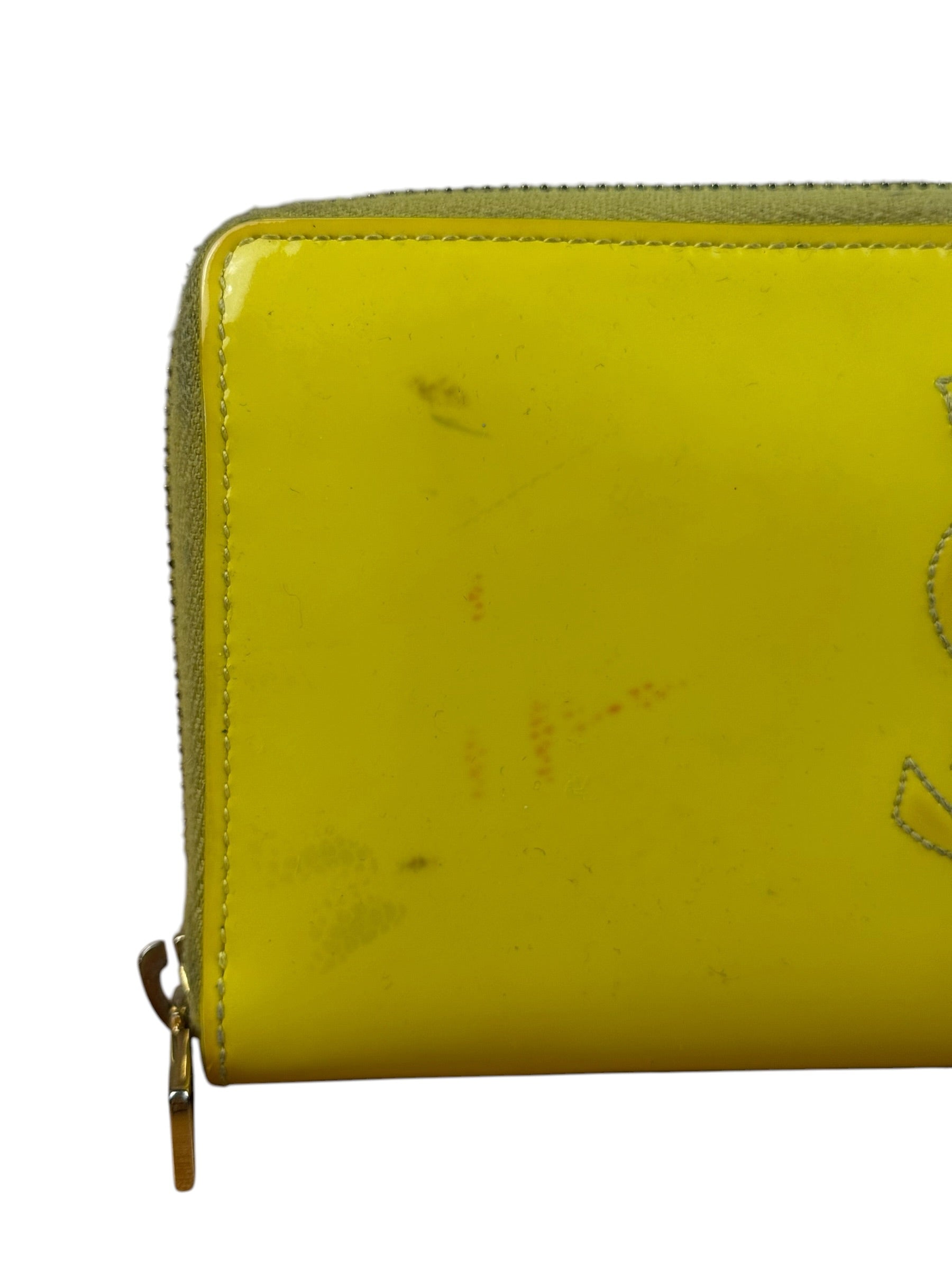 Yves Saint Laurent Yellow Patent Leather Zip-Around Long Wallet
